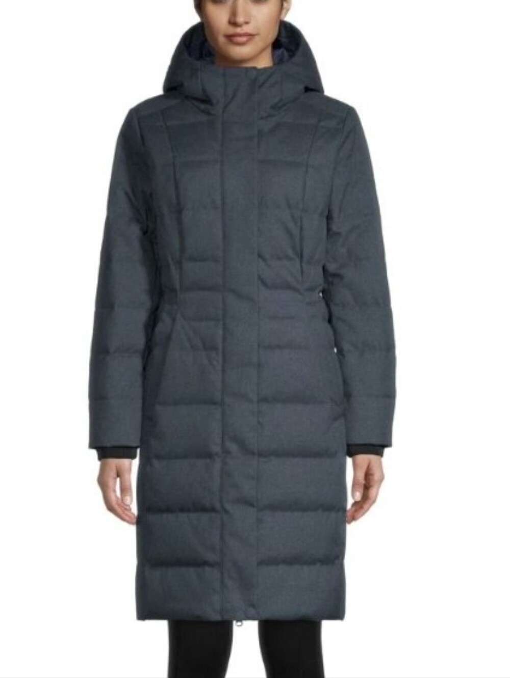 Woods Lipsett Down Baffled Parka Jacket Hooded Charcoal Navy - Size S